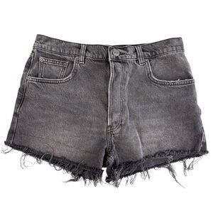 Reformation High Rise Havana Jean Hot Shorts Frayed Hem Distressed Button Fly 29